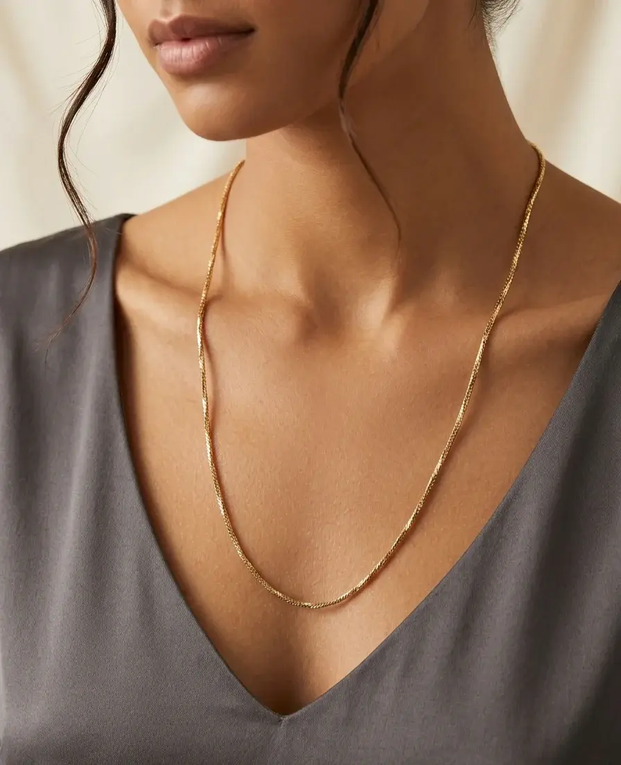 24-Inch Elegant Gold Foxtail Chain Necklace – Sleek Long Statement Chain