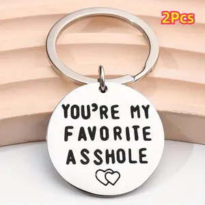 2Pcs stainless steel keychains as funny gifts for friends, birthday gifts, Christmas gifts, friendship commemorative gifts Personalized
