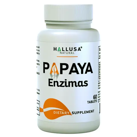 HALLUSA Natural Organic Papaya Digestive Enzymes Wellness Nutritional Supplements, 60 Tabs Debloat Capsules for Adults, Gut Cleanse, Bloating Relief, Indigestion Support, Gluten-Dairy-GMO-Free