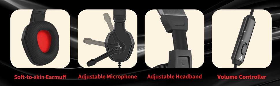 NUBWO U3 Xbox One PS4 Gaming Headset PC Mic Laptop Computer Stereo Headphones with Microphone for Playstation 4Xbox 1 Controller