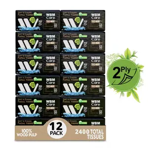 WBM Care Professional Facial Tissue with Tea Tree Fragrance, (Pack of 12) 200 Sheets per Box, Soft and Refreshing Tissues