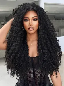 28 Inch Long Deep Wavy Wigs for Women, Gorgeous Fluffy Wigs without Bangs, Synthetic Lace Front Wigs for Party, Daily Use