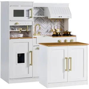 Best Choice Products Deluxe Pretend Play Kitchen with Island, Espresso Machine Version