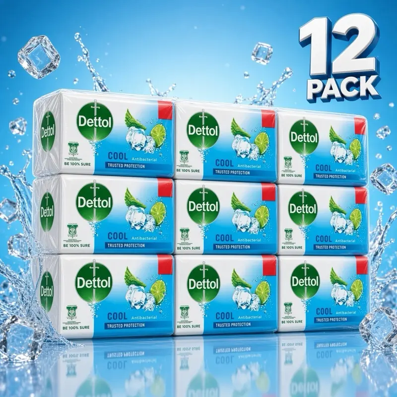 Dettol Antibacterial Soap Bar, 100g (Pack of 12) - Cool Scent, Body Care Cleanser for Everyday Use