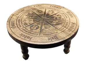 Pagan Wheel of the Year Calendar Altar Table 11 3/4" dia