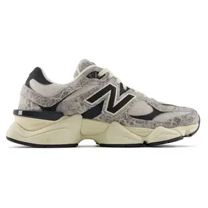 NEW BALANCE 9060 'Year of the Snake' Women's Sneaker, Unisex Comfortable Lace-up Chunky Trainer with Animal Print in Gray, Cream & Black