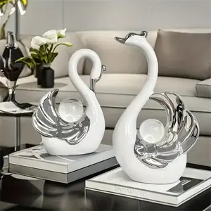Swan-Design Ornament, Ceramic Ornaments, Creative Desktop Decoration, Modern Home Decor for Living Room Entrance TV Cabinet, Room Decor, Home Decor