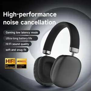 Extra Large Wireless Headphones QV3262491 - 20 Hours Playtime, Foldable, Noise-Cancelling, Microphone, USB Charging, Black, Stylish Design, Durable Plastic, Bluetooth Audio Button Cable Plastic Port Rechargeable Water Proof