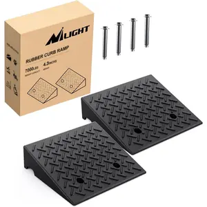 Nilight Rubber Curb Ramps, 4.3" Rise Height Heavy Duty Rubber Threshold Ramp, Portable Driveway Ramps for Cars Wheelchairs Scooter Lawn Mower, 7000lbs Load Capacity, 2 Pack Truck Lift Gate dealsforyoudays