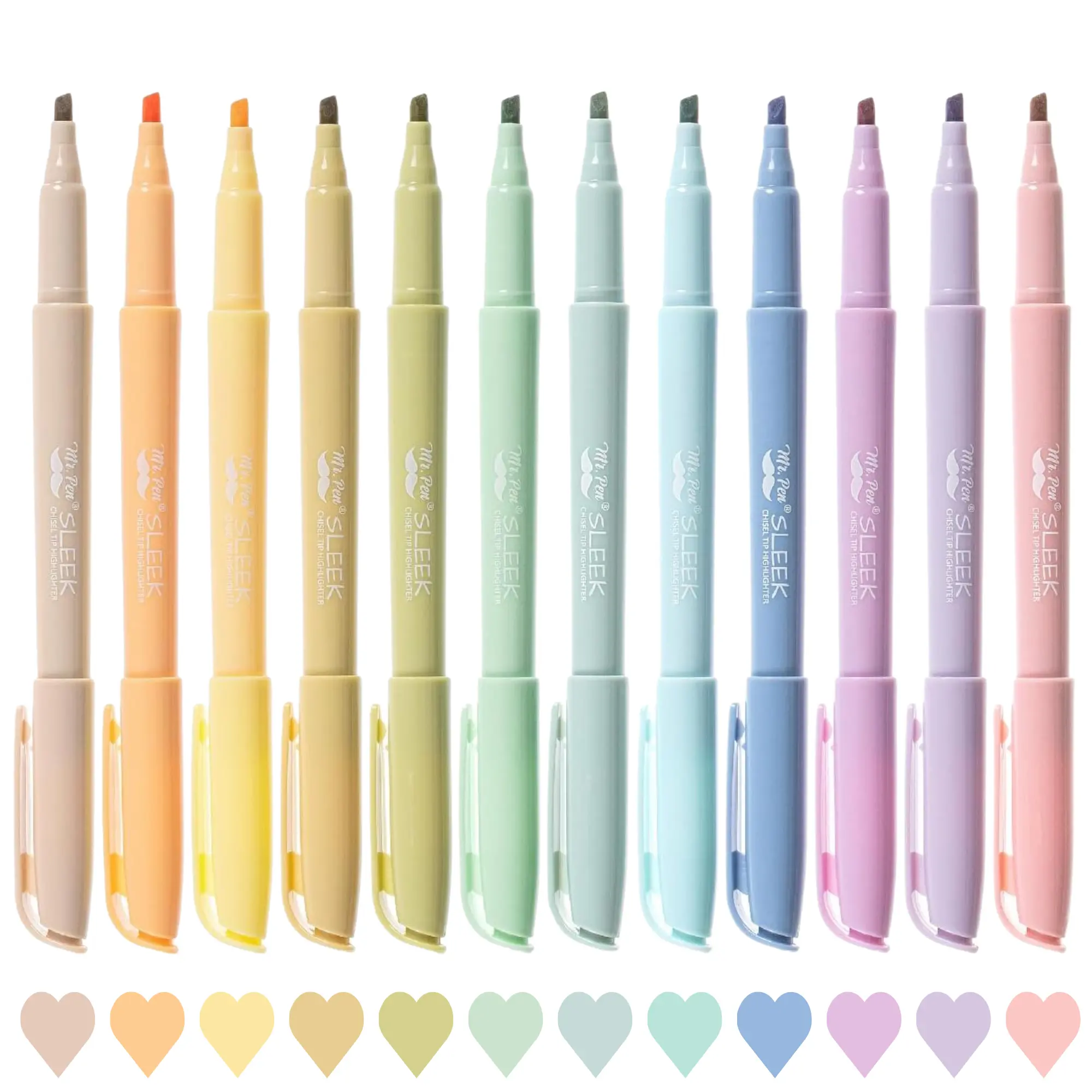 Mr. Pen Cute Chisel Tip Bible Highlighters 12 Pack Assorted Colors No Bleed Art Materials Office Supplies Smooth Application Pastel Markers Bible Highlighters, Christian Gifts, Back to School Supplies