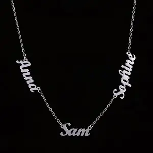 AS025 Mom Jewelry with Kids Names Multiple Names Custom Cut Necklace Personalized Gift Stainless Steel Letter Necklace For Mother's Day Anniversary Valentine's Day