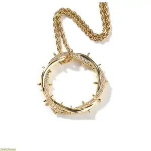 2026 New Vintage Thorn Crown Pendant Necklace, Niche Design, Copper Inlaid with Zircon (A Gift for Mother)