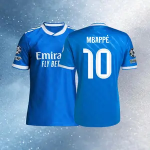 25 26 Third Away Blue 10# Mbappé Short Sleeve Soccer Jersey Fans Version
