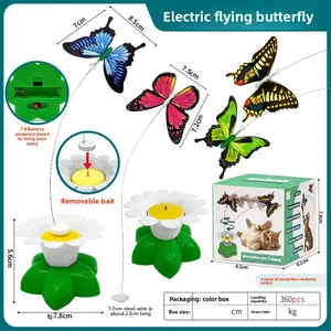 Automatic rotating cat toy, electric cat toy stick, self-entertaining and boring, little cat turntable, rotating bird and butterfly toy