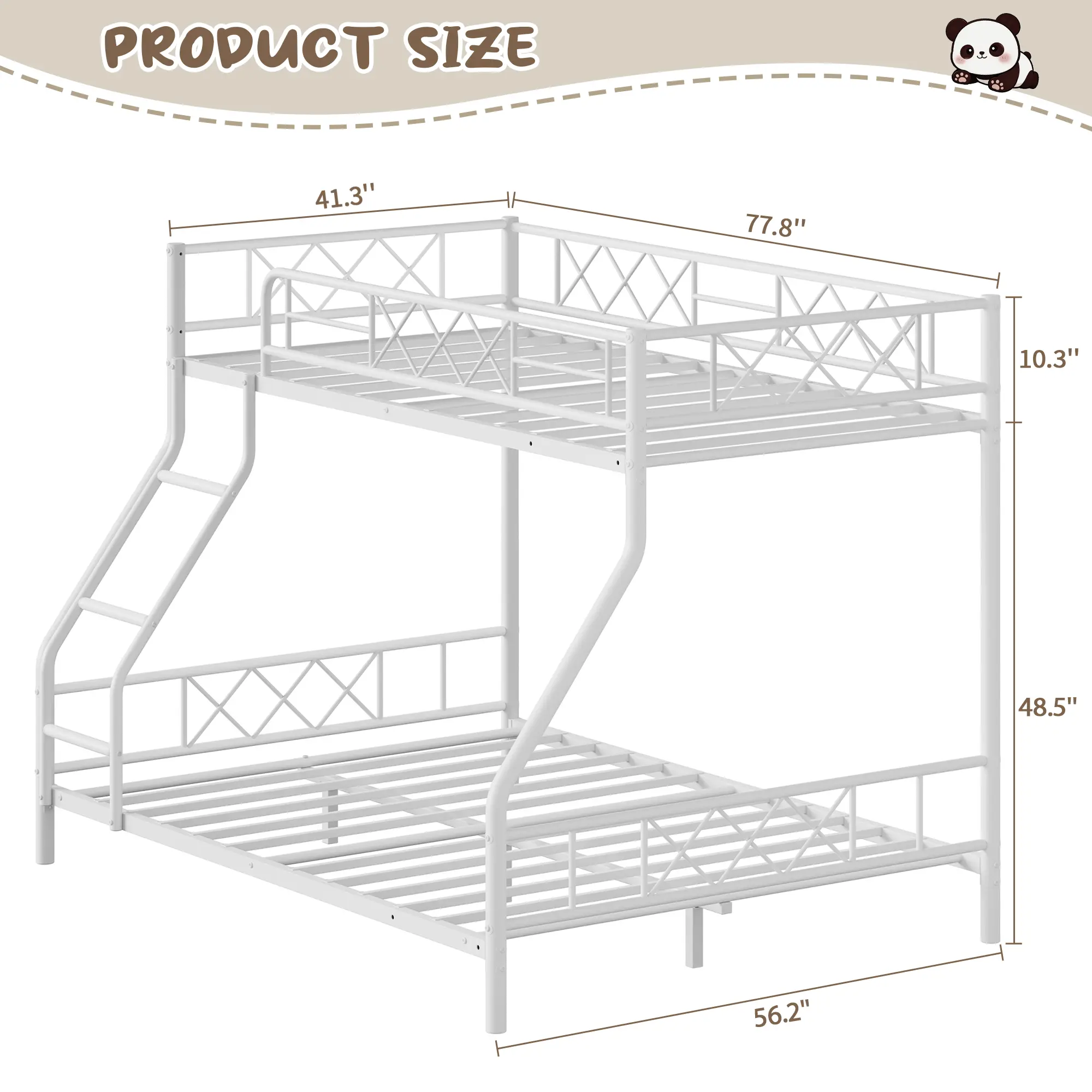 Twin Over Twin Bunk Bed with Stairs for Adults & Teens, Heavy-Duty Metal Frame with Full-Length Guardrails & Sturdy Slats