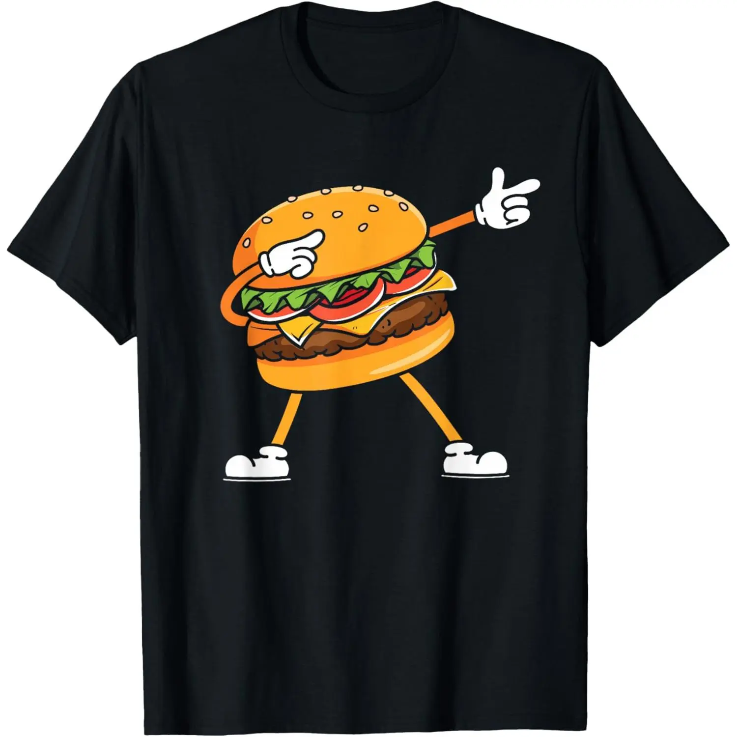 Men's Short-Sleeve Breathable Streetwear T-Shirt, Hamburger Cheeseburger Dabbing Fast Food Graphic Top, Tshirt, Shortsleeve, Cotton, Casual, Menswear