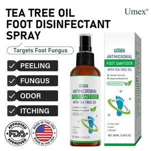 UMEX Tea Tree Foot Spray Kills Fungus & Odor Fast 97% Stink Elimination Repair Cracked Heels 100ml Quick-Dry Formula Clinically Tested Natural Antiseptic - Moisturizing Intensive Foot Care Foot Care Tool