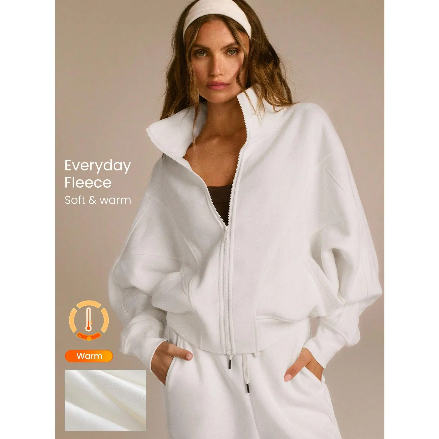 GLOWMODE Everyday Fleece WarmthSoft Lightweight Pockets Batwing Sleeve High Neckline Full-Zip Jacket GLOWMODE Everyday Fleece WarmthSoft Lightweight Pockets Batwing Sleeve High Neckline Full-Zip Jacket