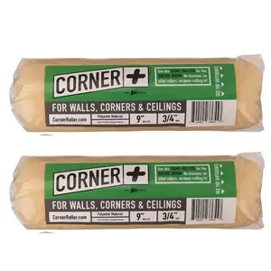 2-Pack | Corner + Roller | 9’ 3/4’ Nap Polyester | No paint brush needed | the only roller that paints walls & corners! Great for Textured Walls! Holds more paint. Large house painting fixxer upper