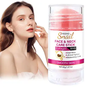 Rozino Snail Collagen Hyaluronic Face Neck Care Stick 40g, Multi-Effect Repair, Firming Lifting, Deep Hydration, Hydrating, Smooth, Suitable for Dry Rough Skin