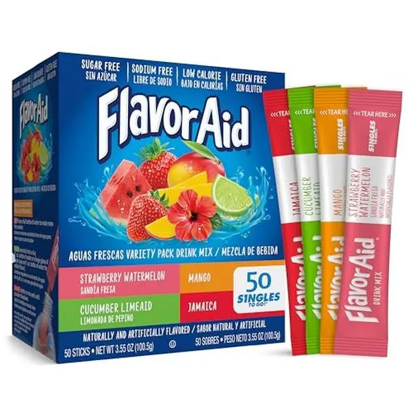 Flavor Aid Aguas Frescas Singles To Go Powdered Drink Mix, 50 Packets