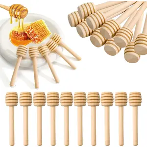 80 Pack 6 Inch Mini Wooden Honey Dipper Sticks Bulk Honey Comb Wand Stirrer for Honey Jar Dispense Drizzle Honey and Wedding Party