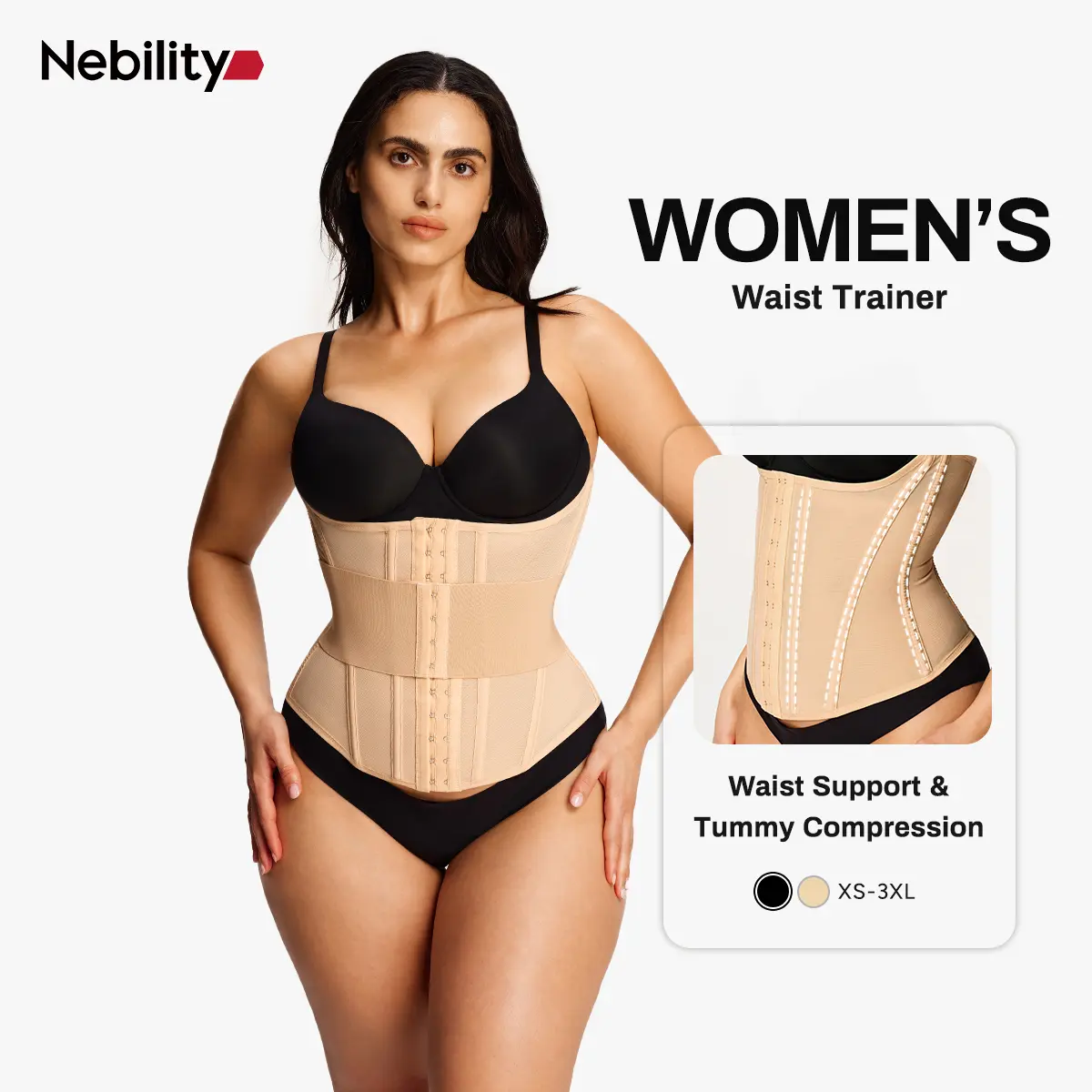 Nebility Women's Waist Trainer Belt with Built-in Steel Frame Double Wrap Waist Cincher Trimmer Ab Belt Tummy Control Body Shaper Firm Compression & Shaping basic shapewear tummy wrap waist trainer extreme summerwins