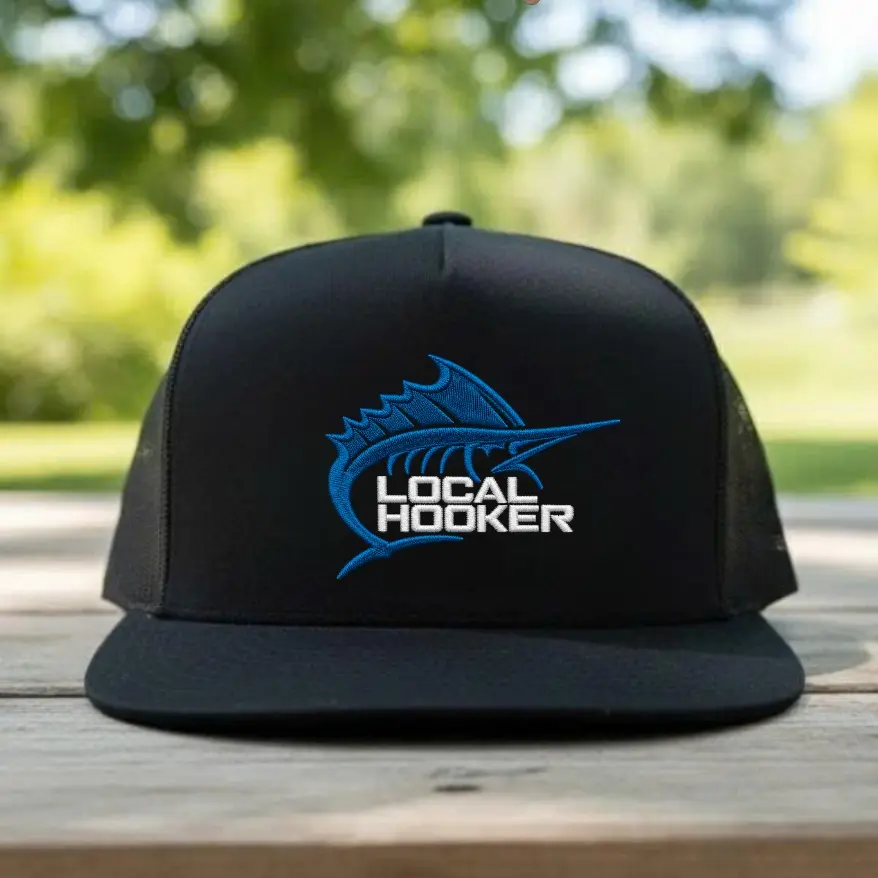 Local Hooker Fishing Embroidered Trucker Hat, Funny Marlin Snapback Mesh Cap, Offshore Fishing Hat, Angler Gift for Men