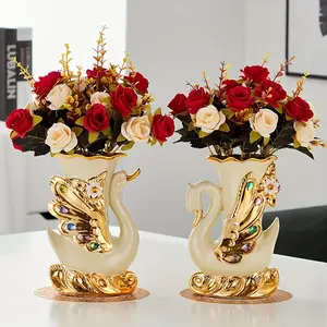 2 Swans Ceramic Vase Decorations Suitable for Home Desktops, Living Rooms, Offices, Weddings, Festive Parties, Handmade Decorations, and Home Furnishings