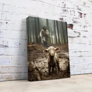 Jesus and Lamb Canvas Print or Poster Wall Art, Multiple Sizes Available