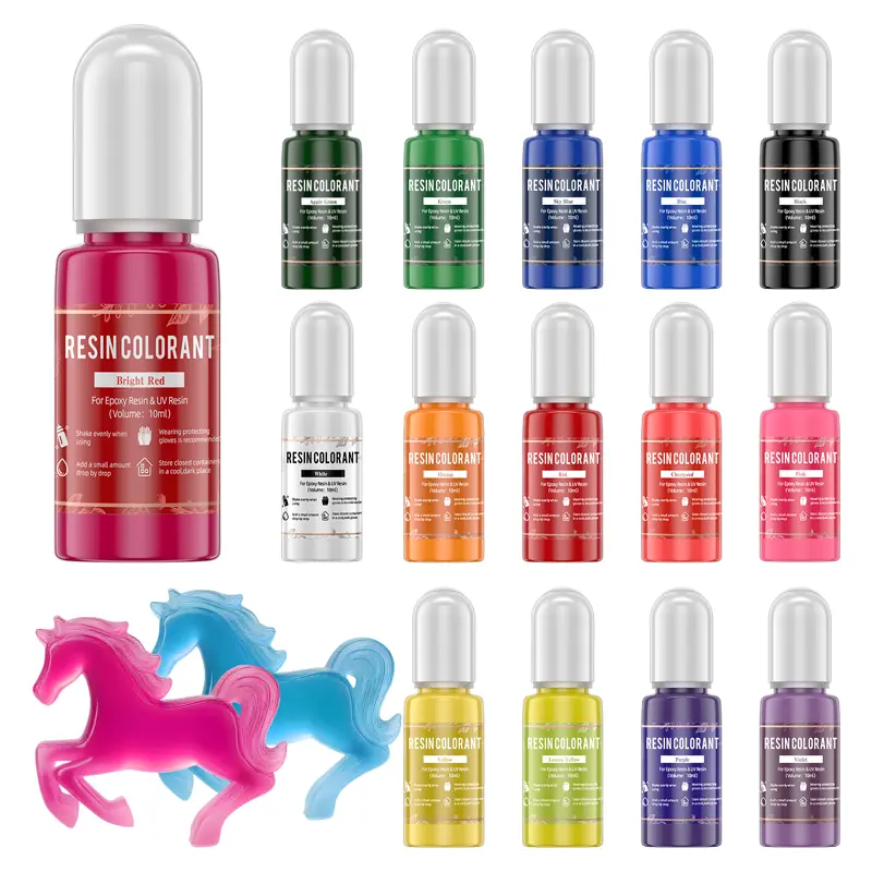 15 Pcs Epoxy Resin Dye Kit, Hyper-Concentrated, Colorant for Resin Coloring, Resin Jewelry, Coasters, River Table | Beginner Friendly DIY Art Supplies (0.35oz/Bottle)