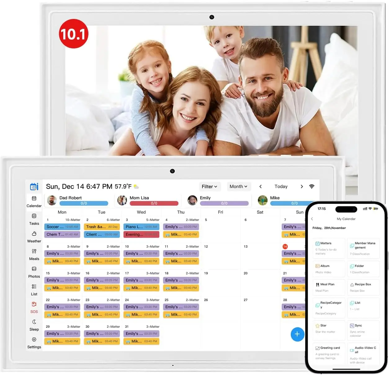 Digital Wall Calendar 10.1 Inch Touch Screen, Electronic Desk Calendar and Chore Chart for Family Kids Monthly/Weekly Planner, Interactive Touchscreen Display Smart Calender for Home Organization
