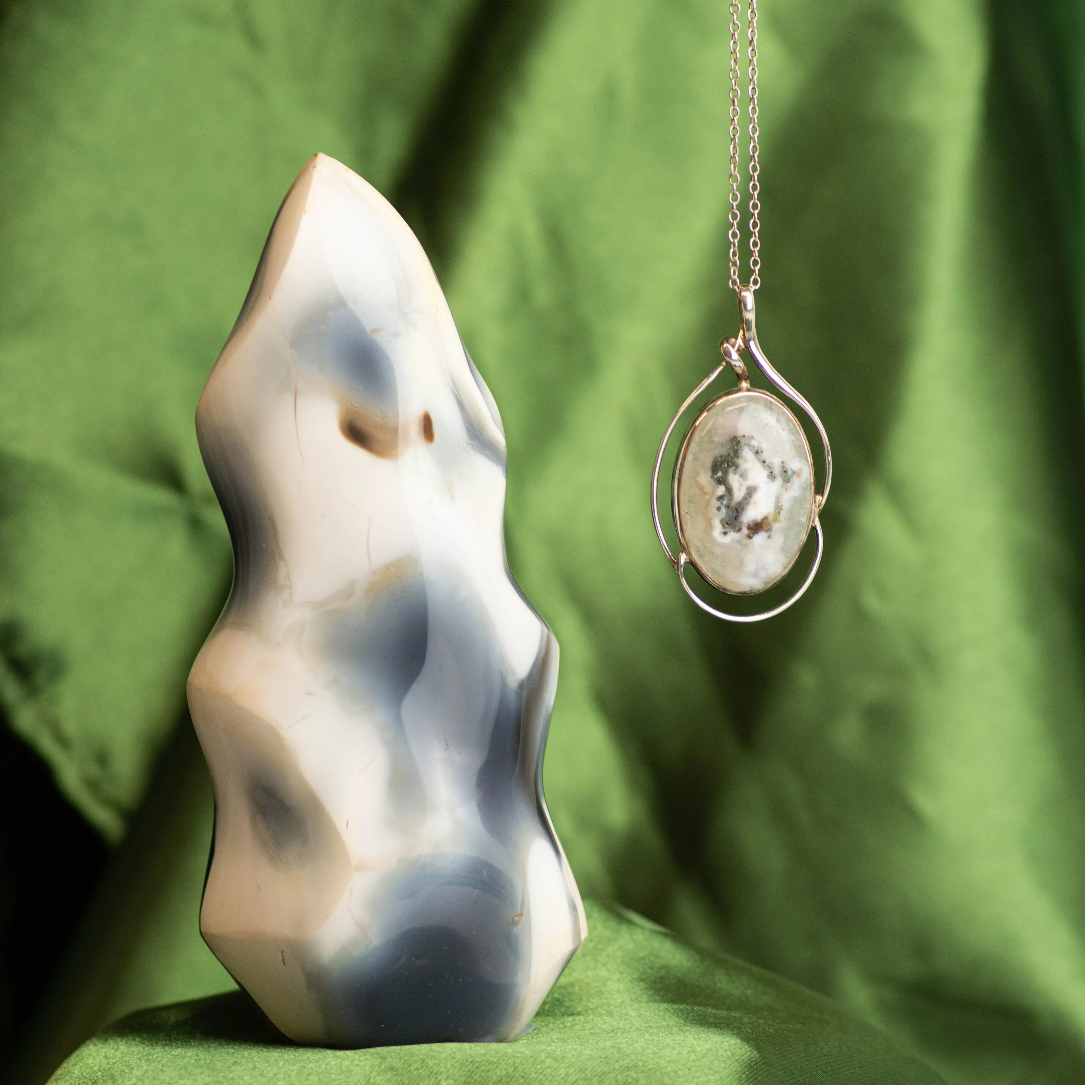 Ocean Jasper Necklace & Orca Agate Freeform Pairing