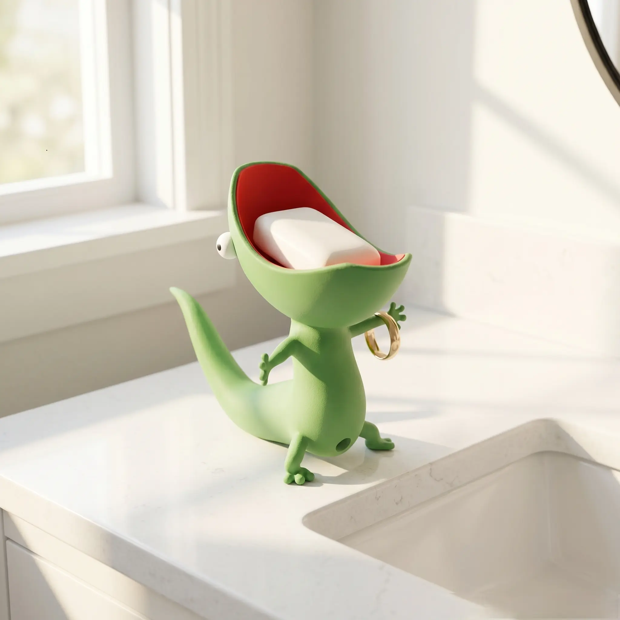 Lizard Bar Soap Holder,Bathroom Soap Dish,Cute Sponge Holder for Kitchen Sink,Key Holder,Funny Jewelry Dish,Ring Dish,Candy Bowl,Home Decor Soap Tray Plastic Soap Dish Soap Container