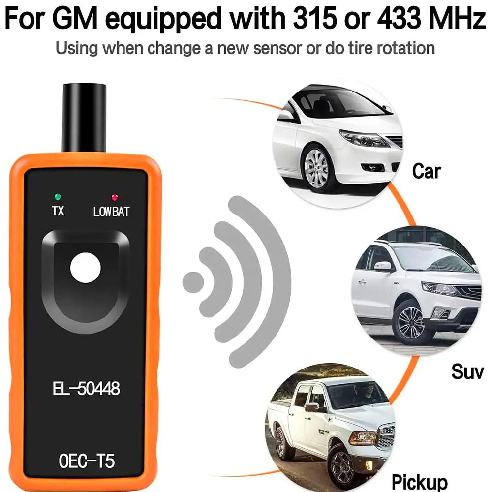 EL50448 EL50449 Compact Handheld TPMS Sensor Reset Tool - 315MHz Support, Auto Tire Pressure Monitor Relearn Diagnostic Tool for GM, Ford Cars/SUVs/Picks