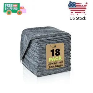 18 Pack, Gray Microfiber Towels for Cars, Ultra Absorbent Microfiber Towel Weave Grime & Liquid, 12x12 inches