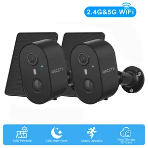 ARCCTV Solar Security Cameras Wireless Outdoor for Home Security, 4MP Color Night Vision,Spotlight,Motion Detection,2-Way Talk,IP65 Waterproof,2 Packs