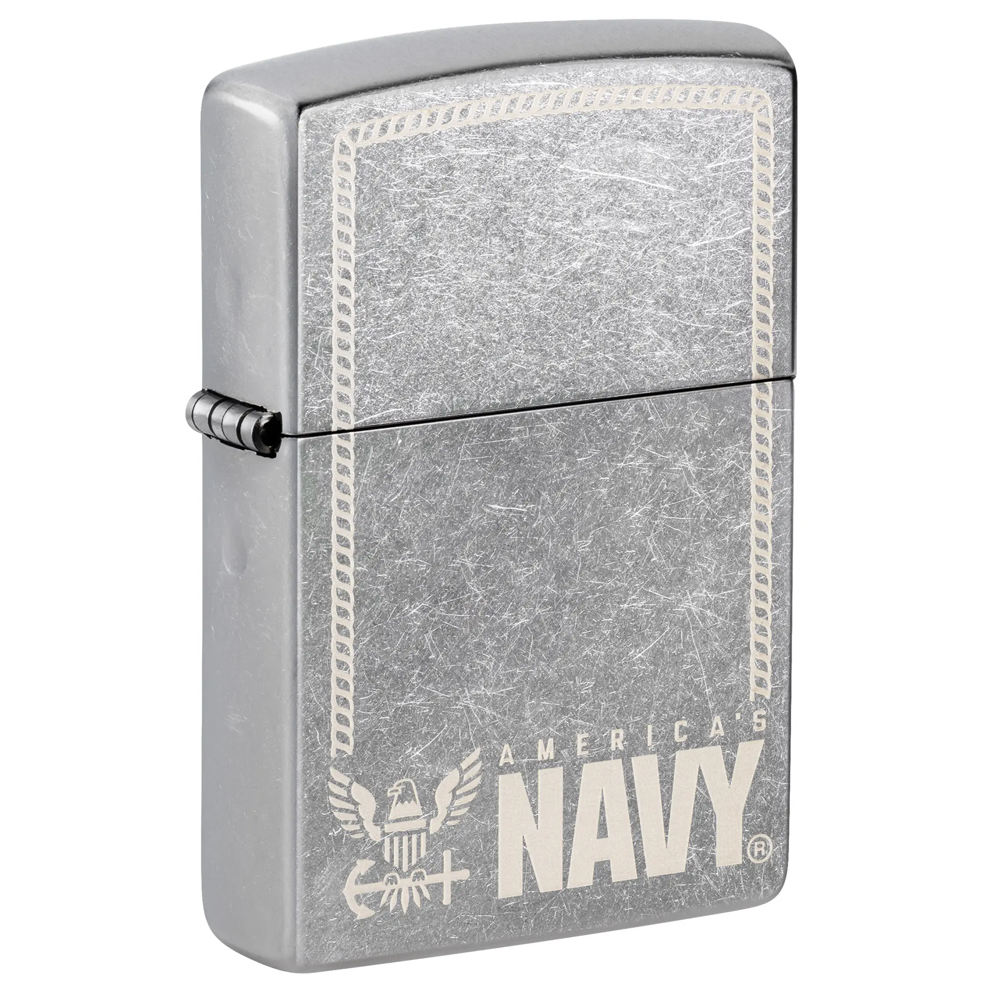 Zippo United States Navy America's Navy Design Street Chrome Pocket Lighter - Made in USA - Unfilled (fuel sold separately)