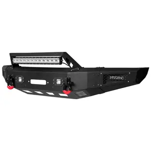 F150 Front Bumper Black Texture Compatible with 2015-2017 Ford F150 (Excluding Raptor and Ecoboost) With Winch Plate & 5 Aluminum Lights&2 4.75T D-Rings