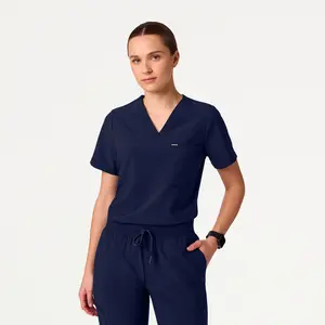 Rhena Slim UltraLITE™ 1-Pocket Scrub Top - Midnight Navy