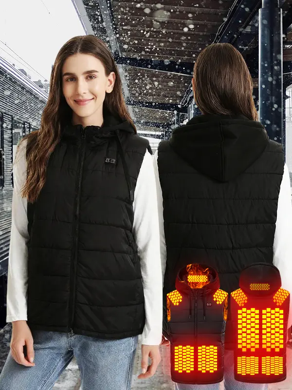 【Power Bank Not Include】Norwell Heated Vest Black Zone 9 Heating Menswear and Independent Switch, 3 Adjustable Heat Levels, Sleeveless Warm Zip Up Kackets for Men Women Winter Outdoor Work Hiking Camping Gifts for Black Friday Christmas Winter Coats