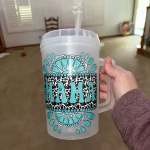 34oz HIP SIPS Mug with Lid & Straw - Western Bridal Party Mug, Beautiful Crazy & Mama Designs, Drinkware - Tumbler Washable Coffee Reusable