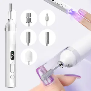 Rechargeable Electric Nail Drill Kit, Nail Drill Machine, 1 Set Portable Nail Polisher with Replacement Heads, Professional Manicure Nail Art Tool for Home & Salon Use