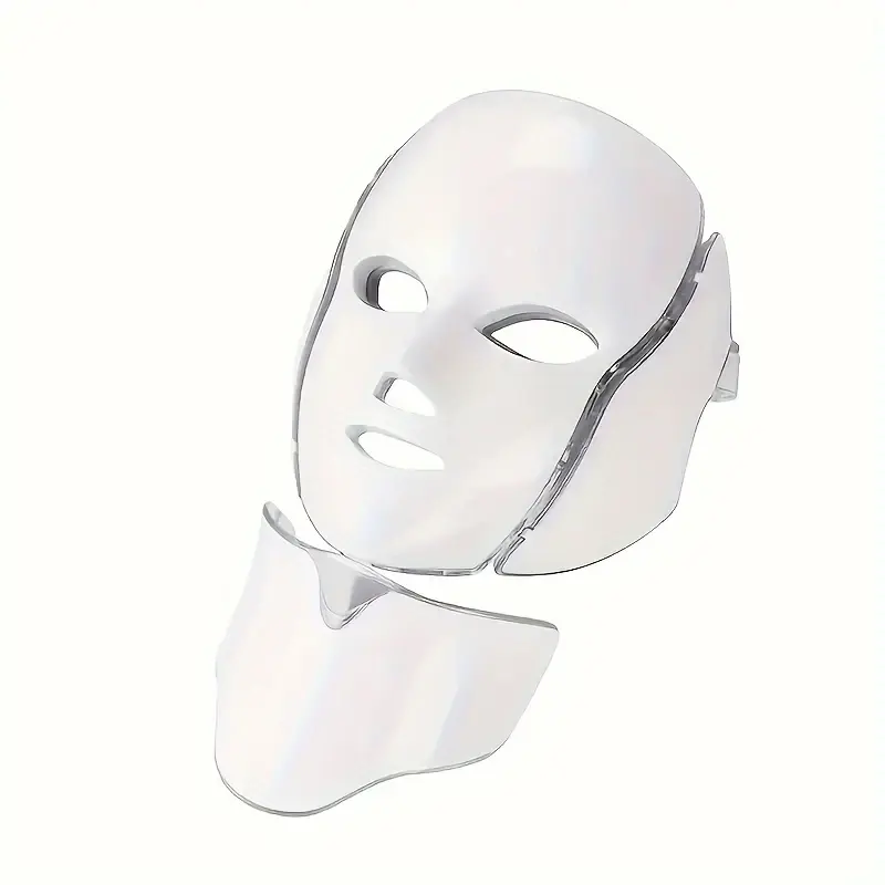 LED Face Mask - 7 Color Light Therapy for Skin Repair & Moisture - USB Powered - Red Blue Green Yellow Purple White Lights - 110V-220V - 20x24x5cm - Clear Daily Facial Lightening for Acne