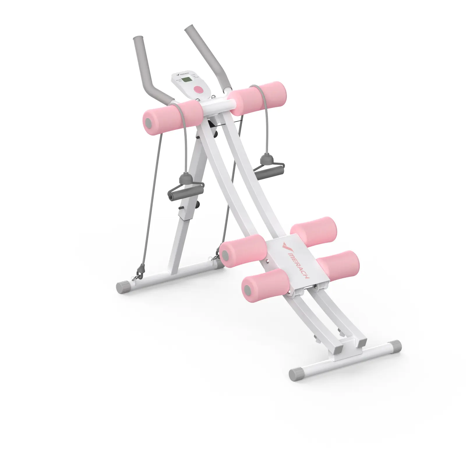MERACH Dual Track Adjustable Ab Trainer Machine with LCD Monitor Core & Waist Shaper at Home Gym for Women Foldable Exercise Machine for Abs Arm Leg Buttocks Shaper Workout Equipment