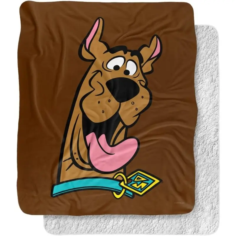Scooby-Doo Flannel Sherpa-Back Throw Blanket - Happy Silky Touch, Super Soft, Lightweight, Wrinkle Resistant, Machine Washable, Indoor/Outdoor, Bed & Couch Use, Christmas Family Gift, Gifting