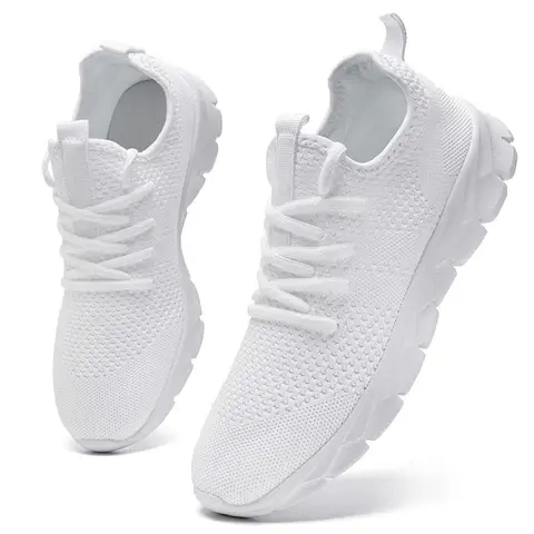 Men's Casual Lightweight Athletic Sneakers - Running, Walking, Fashion-Focused White Casual Trainers