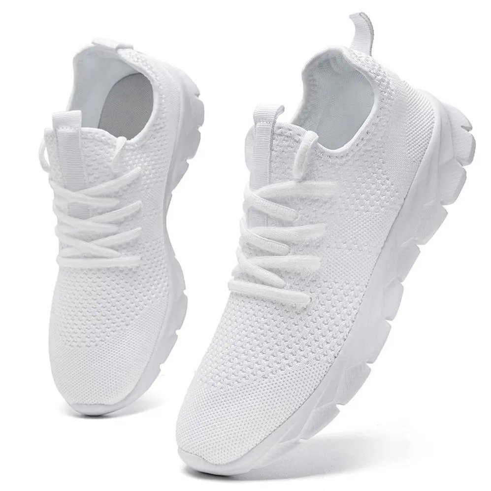 Men's Casual Lightweight Athletic Sneakers - Running, Walking, Fashion-Focused White Casual Trainers