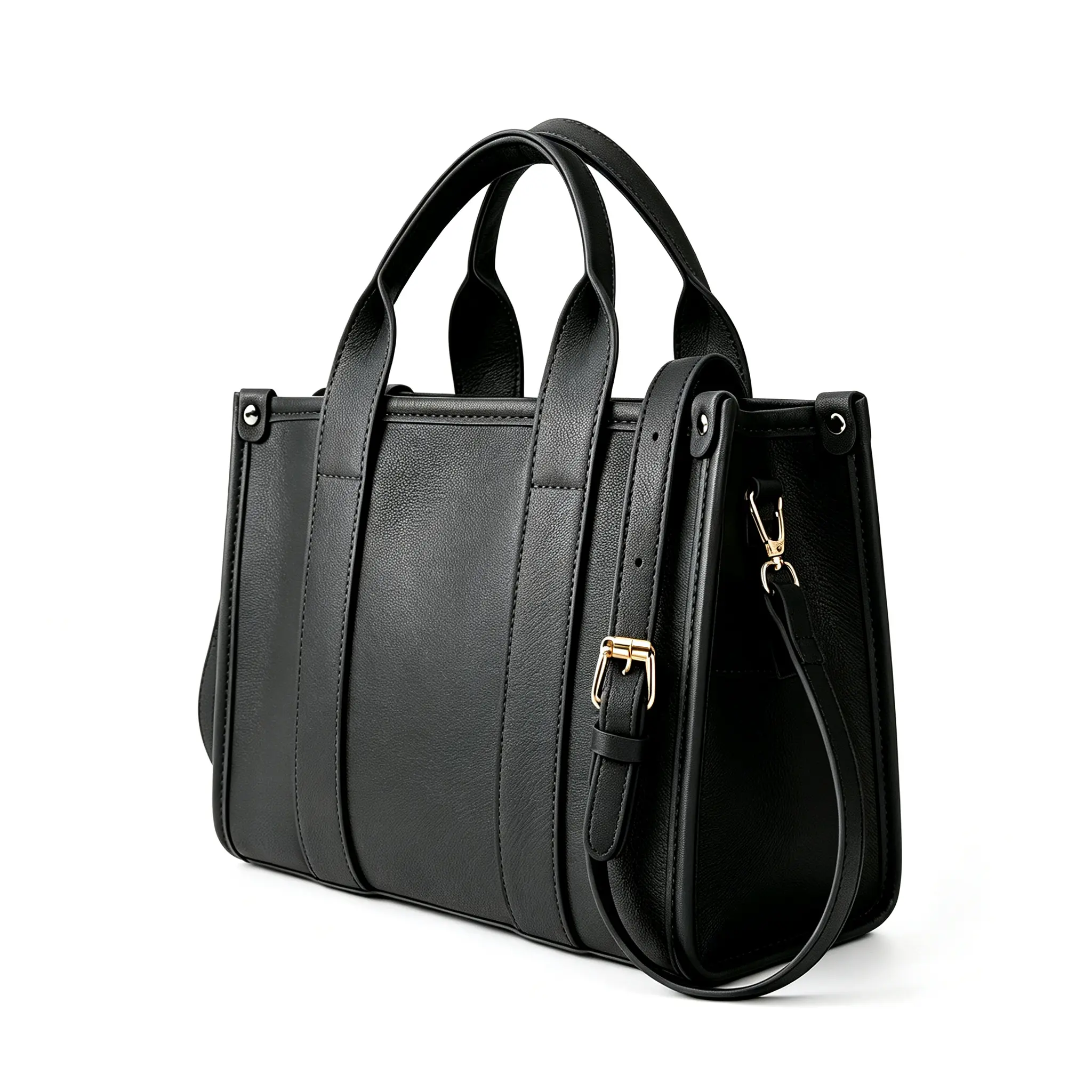 Women's Black PU Leather Tote - THE TOTE BAG Print, Durable Structured, Adjustable Crossbody Strap, Spacious Casual Commuter Everyday Work Bag, Stylish Birthday Gift for Women (Womens Gifts), Casual Commuter Bag