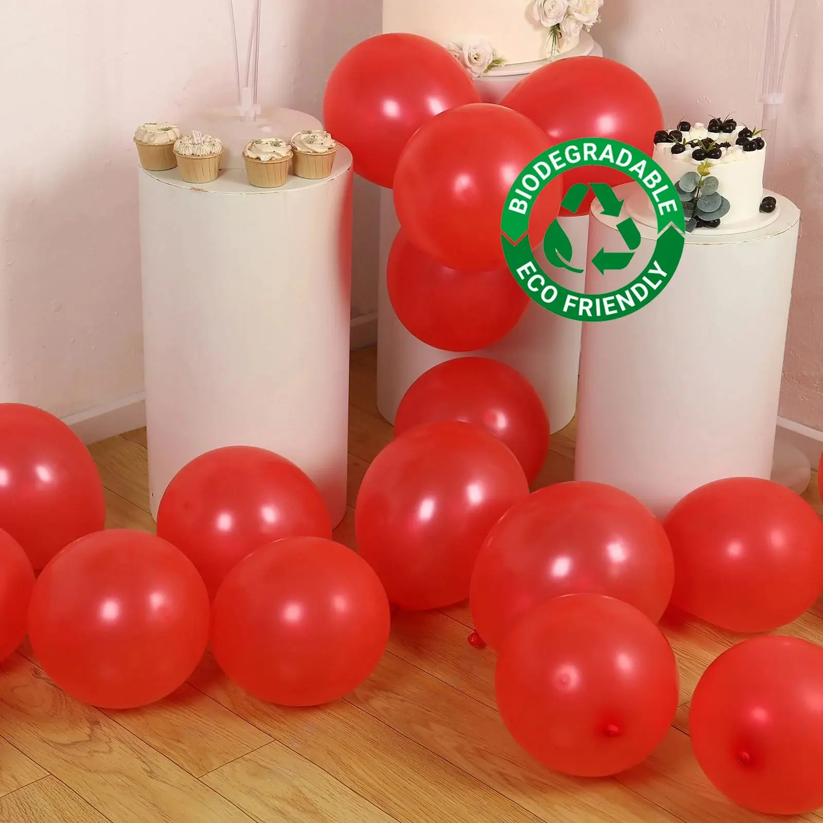 50 Pack 12" Thickened Extra Strong Latex Balloons, Red Biodegradable Eco-Friendly Helium Balloons for Party Decor, Photo Booth Props, Hanging Decor